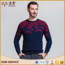 Pullover Designs für Männer 100% Merinowolle Rundhals marineblau Oberbekleidung oder Unterwäsche Pullover für Männer